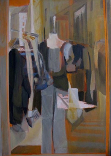 Peinture intitulée "La vitrine de vêtem…" par Montamets, Œuvre d'art originale