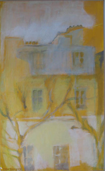 Peinture intitulée "La façade jaune" par Montamets, Œuvre d'art originale