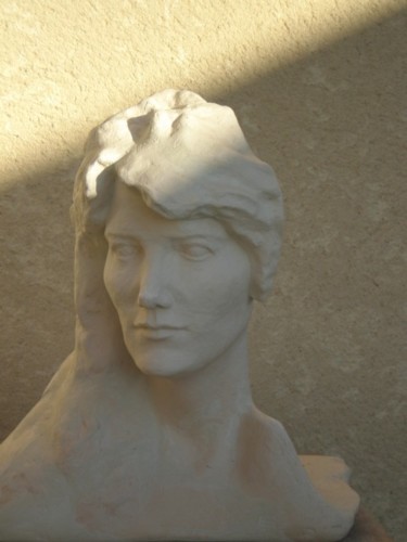 Sculptuur getiteld "Portrait de femme" door Frédérique Montane, Origineel Kunstwerk, Terra cotta