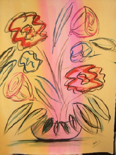 Pintura titulada "Jarrón con flores" por Rona Monte, Obra de arte original