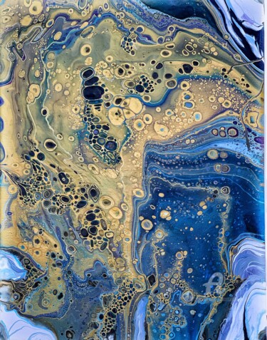 Malerei mit dem Titel "Midnight. Navy blue…" von Julia Brinkfrau, Original-Kunstwerk, Acryl