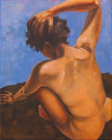 Pintura titulada "desnudo celeste" por Matías Montero Lacasa, Obra de arte original