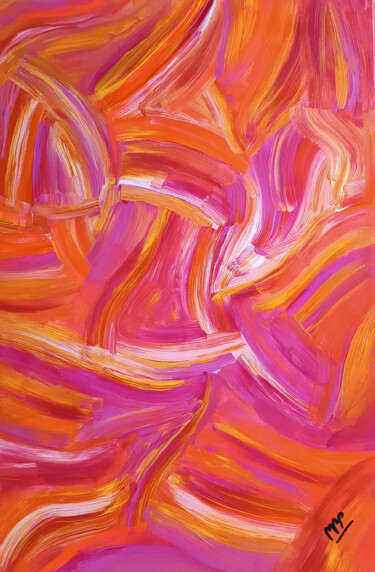Malerei mit dem Titel "Orange expression" von Montse Barberà Pujol, Original-Kunstwerk, Acryl