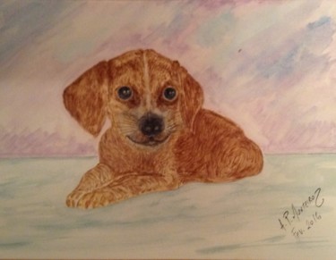 Painting titled "Beagle puppy" by Armindo Monteiro (Pedrosa), Original Artwork, Watercolor