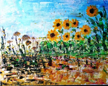 Malerei mit dem Titel "Soil of sunflowers" von Karma Castilho, Original-Kunstwerk, Acryl