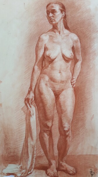 Drawing titled "woman figure" by Anna K, Original Artwork, Pigments