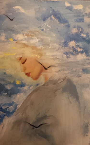 Картина под названием "Голова в облаках" - Vsarabi, Подлинное произведение искусства, Масло