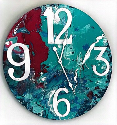 Painting titled "Clock art" by Charmaine Moore, Original Artwork, Acrylic Mounted on Wood Panel
