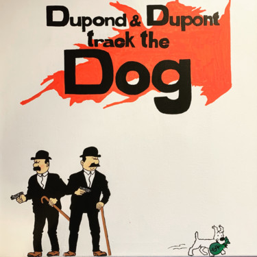 Painting titled "Dupond & Dupont tra…" by Bandit, Original Artwork, Marker Mounted on Wood Stretcher frame