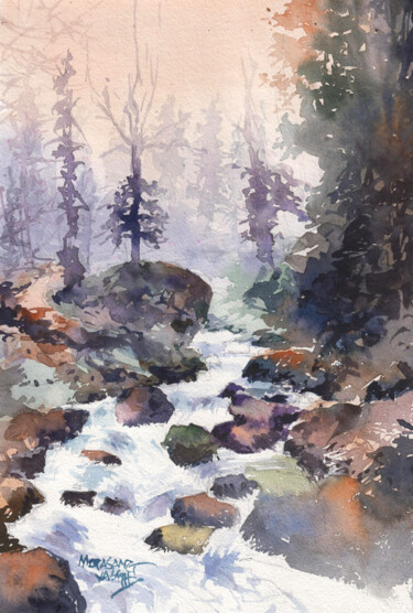 「Nature」というタイトルの絵画 Mopasang Valathによって, オリジナルのアートワーク, 水彩画
