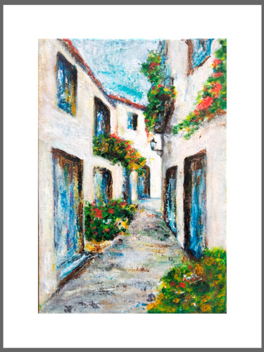 Картина под названием "Calles del pueblo" - Mora Castela, Подлинное произведение искусства, Акрил