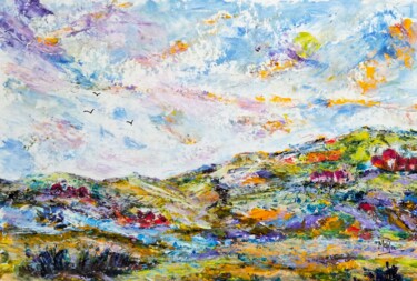 Painting titled "Vida en el valle #3" by Mora Castela, Original Artwork, Acrylic