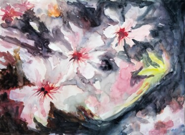Pintura titulada "Flores del árbol de…" por Mora Castela, Obra de arte original, Acuarela