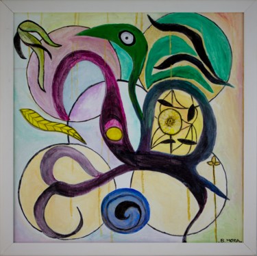 Pintura intitulada "Serpents" por Bernadette Mora, Obras de arte originais