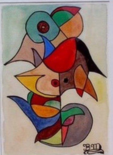 Peinture intitulée "Oiseaux masqués" par Bernadette Mora, Œuvre d'art originale