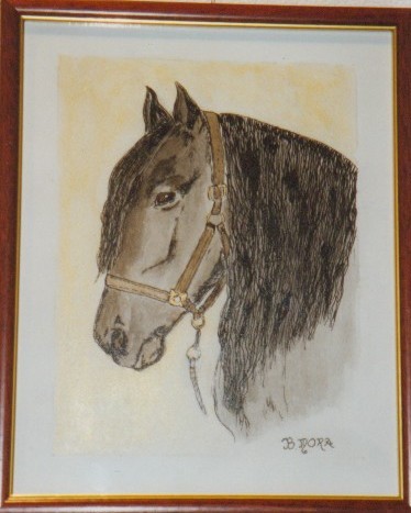 Peinture intitulée "Cheval gris" par Bernadette Mora, Œuvre d'art originale