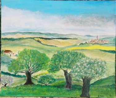 Peinture intitulée "Trois arbres" par Bernadette Mora, Œuvre d'art originale