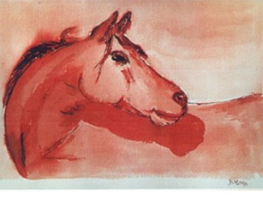 Peinture intitulée "Cheval sanguine" par Bernadette Mora, Œuvre d'art originale