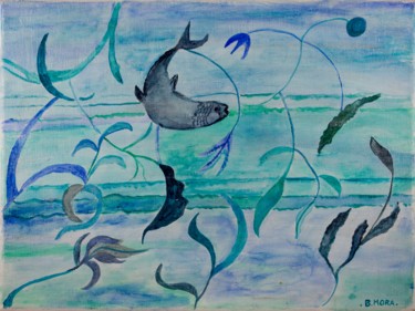 Peinture intitulée "Fantaisie aquatique" par Bernadette Mora, Œuvre d'art originale, Acrylique
