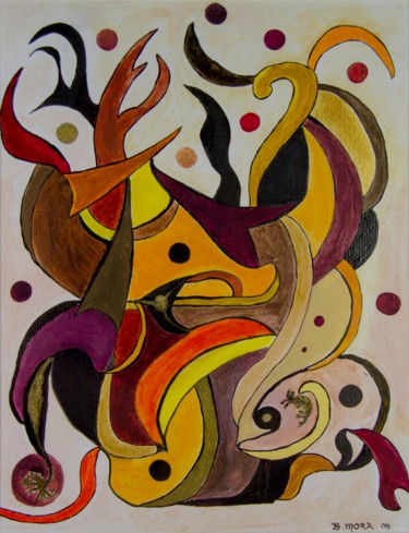 Peinture intitulée "Effervescence" par Bernadette Mora, Œuvre d'art originale, Gouache