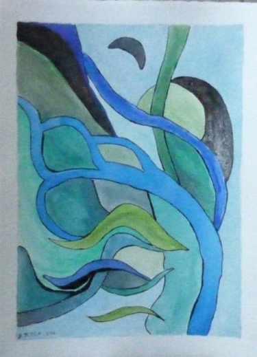 Peinture intitulée "Courants" par Bernadette Mora, Œuvre d'art originale, Huile