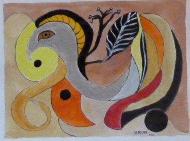 Peinture intitulée "Dragon" par Bernadette Mora, Œuvre d'art originale, Huile