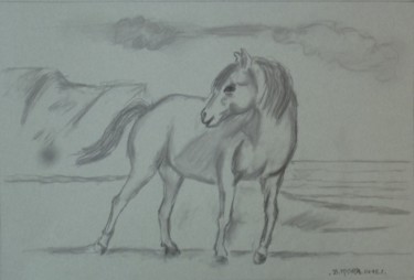 Dessin intitulée "chevalcrayon15bis.j…" par Bernadette Mora, Œuvre d'art originale