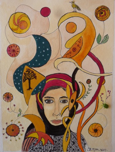 Malerei mit dem Titel "chimeres.jpg" von Bernadette Mora, Original-Kunstwerk, Gouache