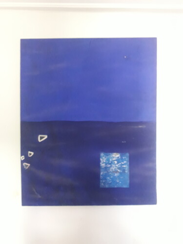 Painting titled "Bleu bleu" by Morad Zogari, Original Artwork, Pigments