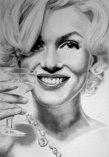 Zeichnungen mit dem Titel "Marilyn on the rocks" von Corinne Morange, Original-Kunstwerk, Andere