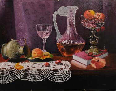 Painting titled "Verre plein" by Moraru Vadim, Original Artwork, Oil Mounted on Wood Stretcher frame