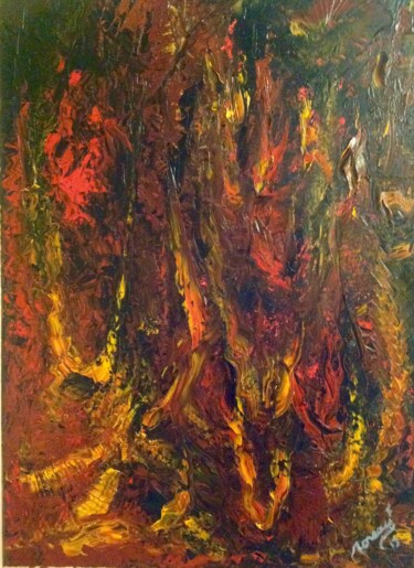 Painting titled "FLAMME" by Moreau Franck Didier, Original Artwork, Oil