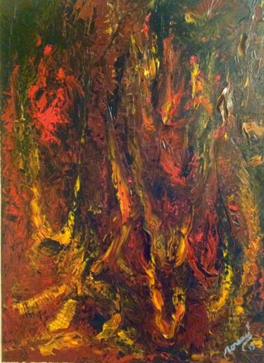 Malerei mit dem Titel "FLAMME" von Moreau Franck Didier, Original-Kunstwerk, Öl