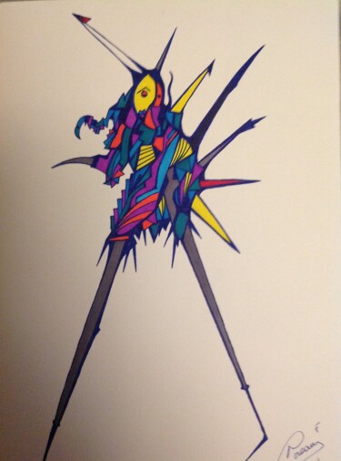 Drawing titled "CA PIQUE" by Moreau Franck Didier, Original Artwork, Gel pen