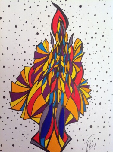 Tekening getiteld "FETE" door Moreau Franck Didier, Origineel Kunstwerk, Gelpen