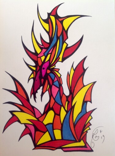 Drawing titled "Griffons" by Moreau Franck Didier, Original Artwork, Gel pen