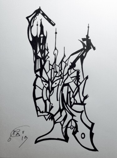 Drawing titled "MIRE" by Moreau Franck Didier, Original Artwork, Gel pen