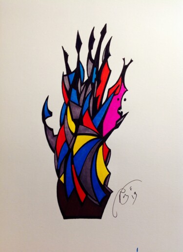 Tekening getiteld "DIRE" door Moreau Franck Didier, Origineel Kunstwerk, Gelpen