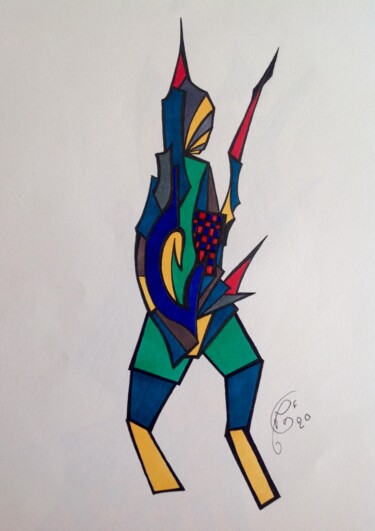 Рисунок под названием "Posture" - Moreau Franck Didier, Подлинное произведение искусства, Гелевая ручка