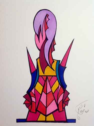 Tekening getiteld "Buste" door Moreau Franck Didier, Origineel Kunstwerk, Gelpen