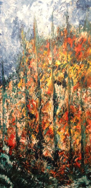 Pittura intitolato "Incendie (Epicéa)" da Moreau Franck Didier, Opera d'arte originale, Olio