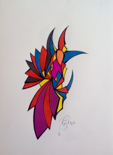 Drawing titled "Piaf" by Moreau Franck Didier, Original Artwork, Gel pen