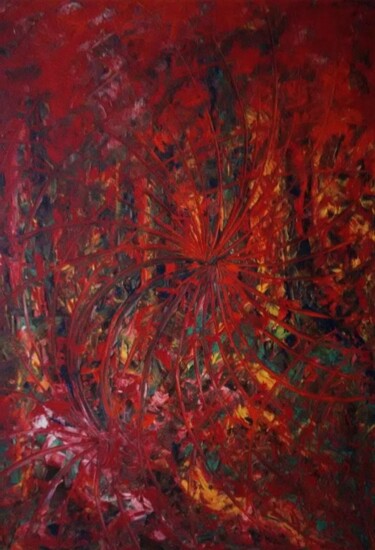 Painting titled "Croca La Rouge" by Moreau Franck Didier, Original Artwork, Oil