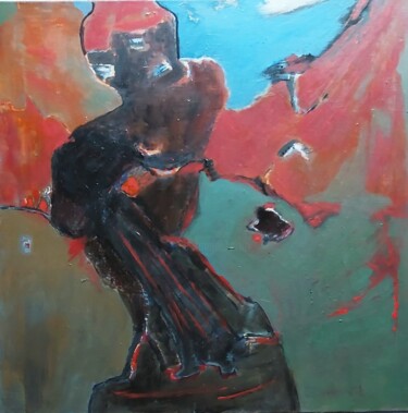 Painting titled "tragédie dans la so…" by Monique Morellec, Original Artwork, Acrylic Mounted on Wood Stretcher frame