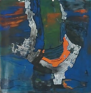 Pintura intitulada "Abstraction bleue" por Monique Morellec, Obras de arte originais, Acrílico