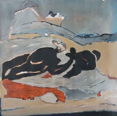Schilderij getiteld "Odieux massacres en…" door Monique Morellec, Origineel Kunstwerk, Acryl