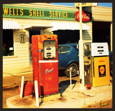 Digital Arts titled "Gas Station No 3/4" by Moreno Franco, Original Artwork, Digital Print