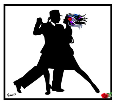 Arte digitale intitolato "Waltz Tango with Do…" da Moreno Franco, Opera d'arte originale, Inchiostro