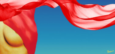 Digitale Kunst getiteld "Red Scarf" door Moreno Franco, Origineel Kunstwerk, 2D Digital Work