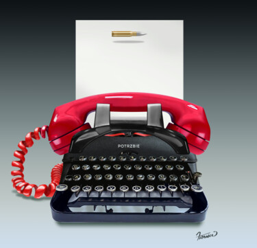 Digital Arts titled "Phone Typewriter -…" by Moreno Franco, Original Artwork, Digital Print